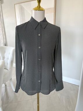 NWT Theory Black Multi Classic Dot Blouse